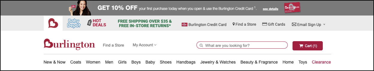 Burlington Header Redesign: Before