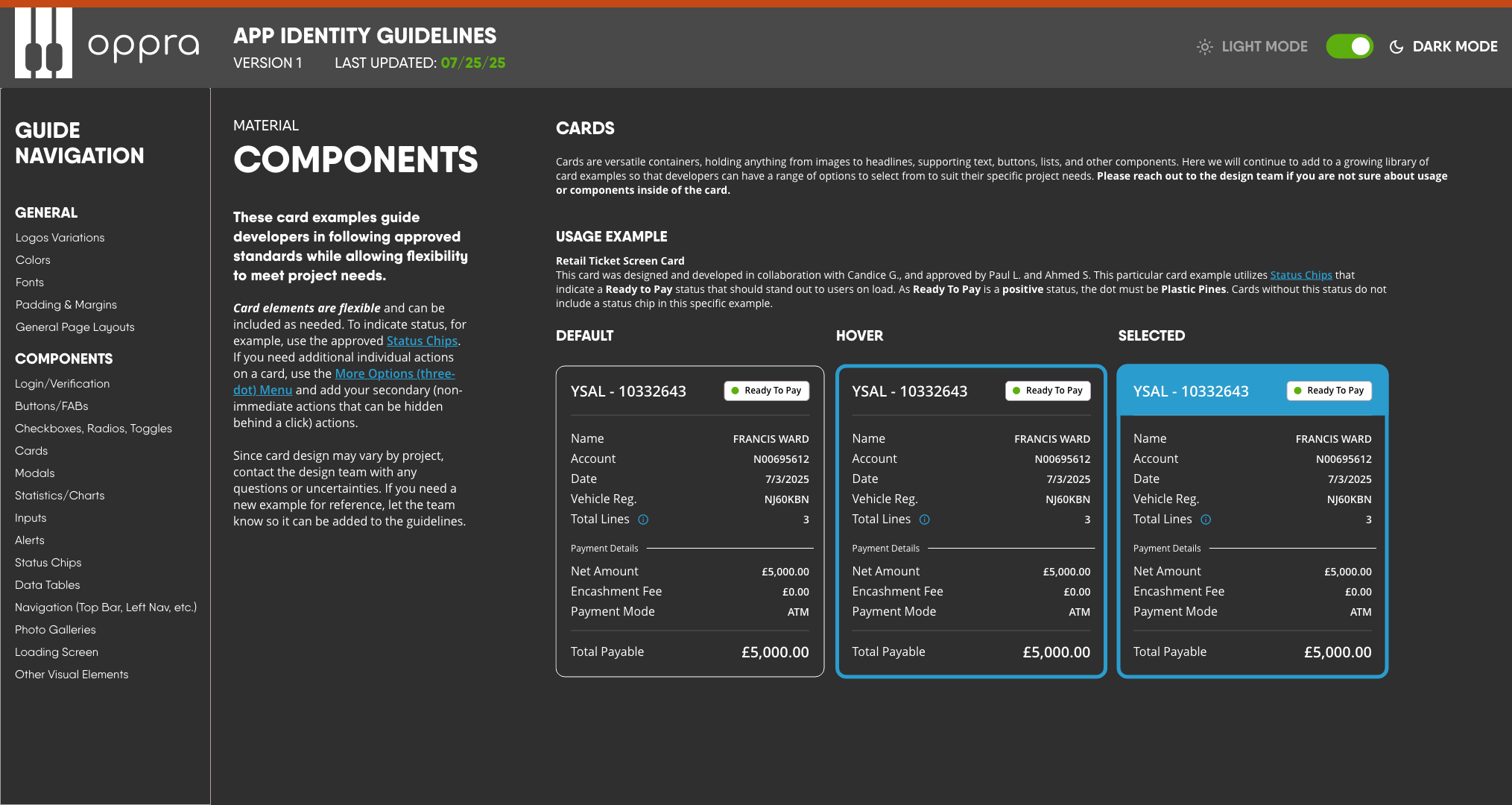 EMR Card Guide: Dark Mode