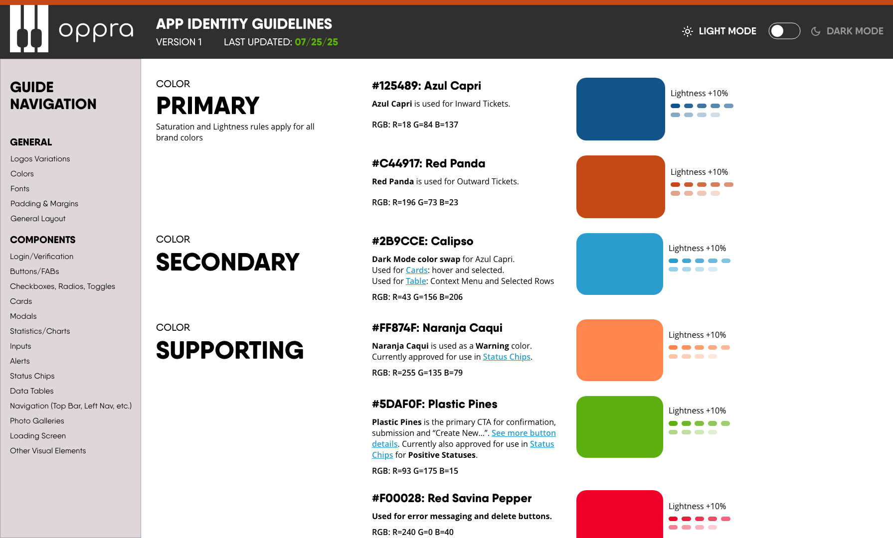 EMR Color Guide: Light Mode
